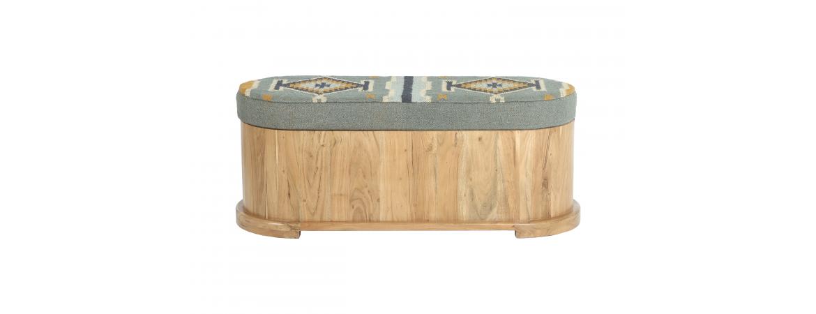 Storage Ottoman Teak Blue