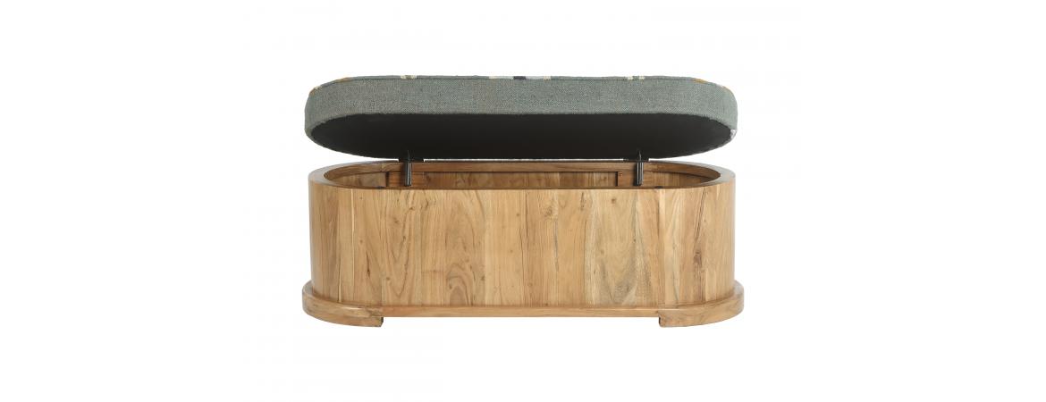 Storage Ottoman Teak Blue