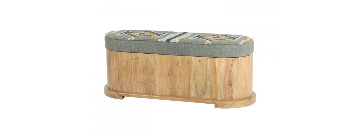 Storage Ottoman Teak Blue