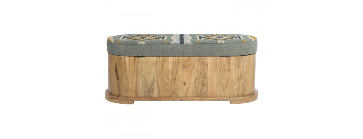 Storage Ottoman Teak Blue