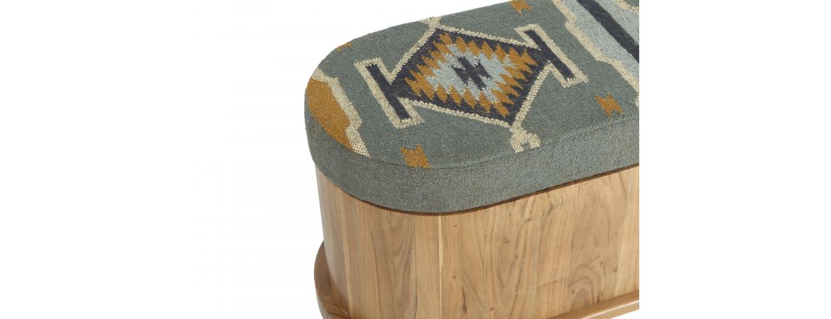 Storage Ottoman Teak Blue