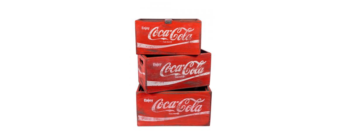 Set of 3 Rectangular Fish Boxes - Coca Cola