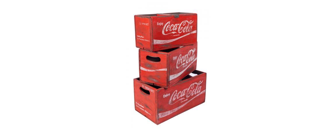 Set of 3 Rectangular Fish Boxes - Coca Cola