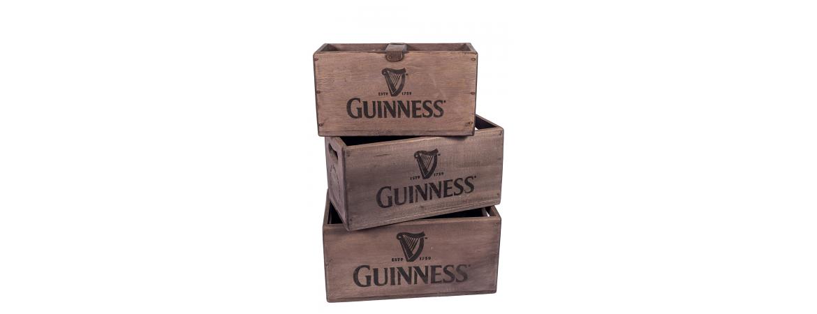 Set of 3 Rectangular Fish Boxes - Guinness with Harp Logo