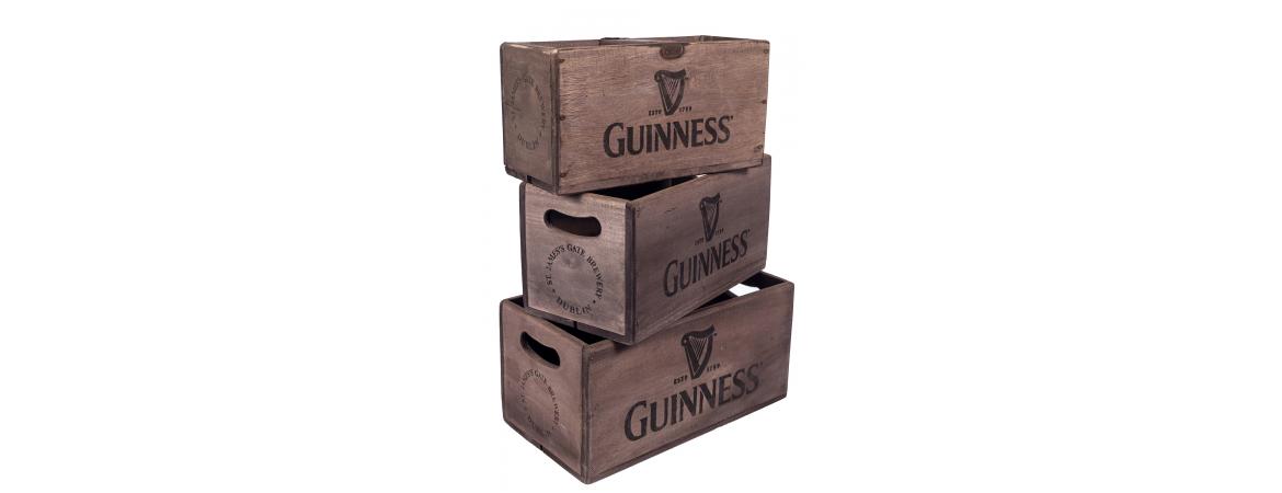 Set of 3 Rectangular Fish Boxes - Guinness with Harp Logo