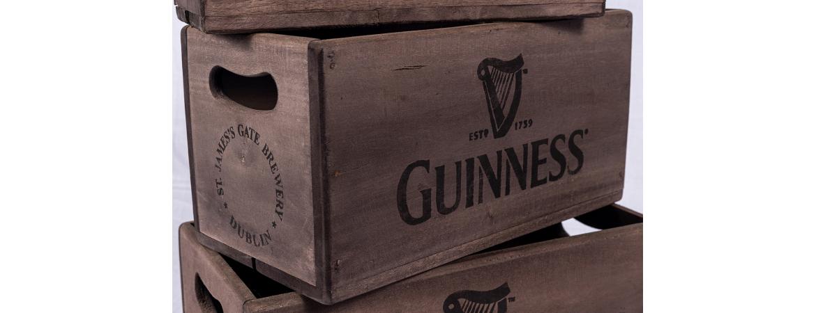 Set of 3 Rectangular Fish Boxes - Guinness with Harp Logo