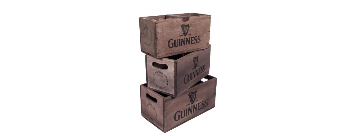 Set of 3 Rectangular Fish Boxes - Guinness with Harp Logo