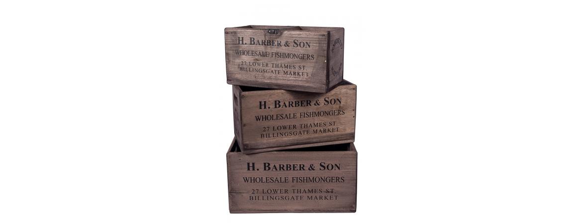 Set of 3 Rectangular Fish Boxes - H.Barber & Sons