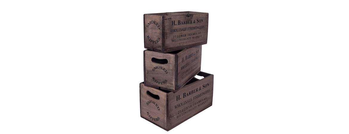 Set of 3 Rectangular Fish Boxes - H.Barber & Sons