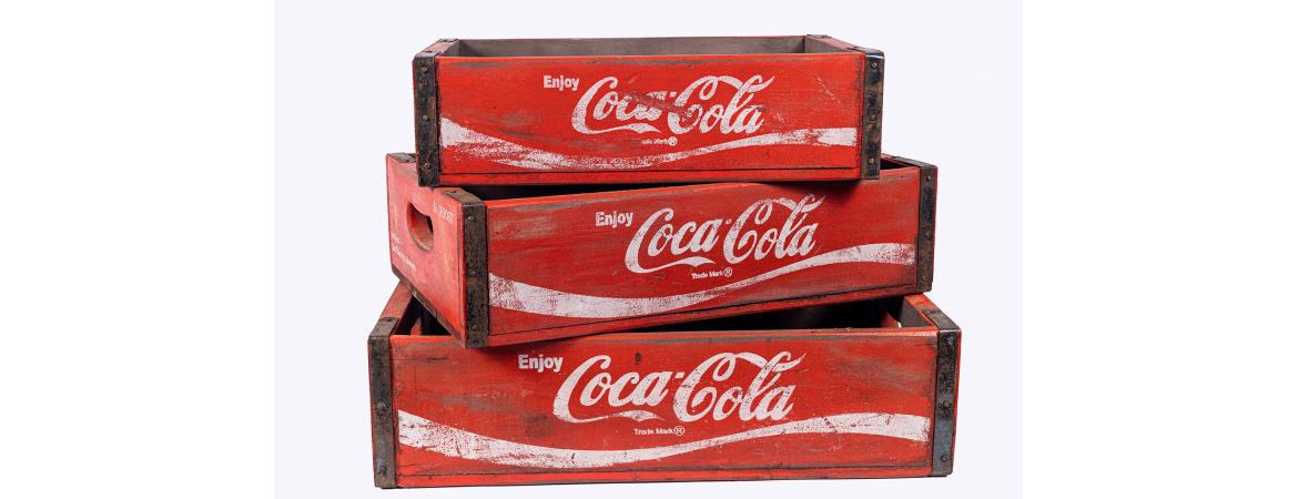 Set of 3 Coca Cola Boxes in Red