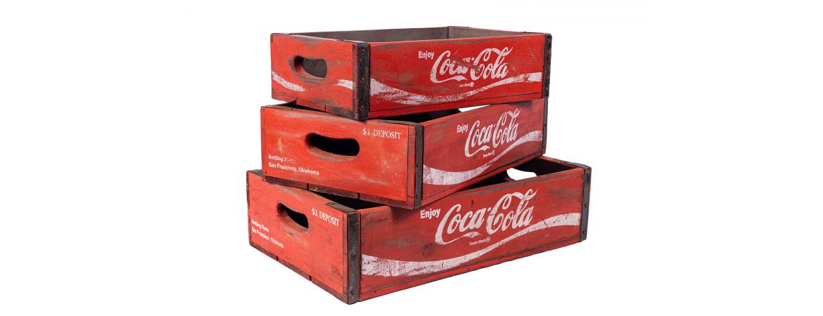 Set of 3 Coca Cola Boxes in Red