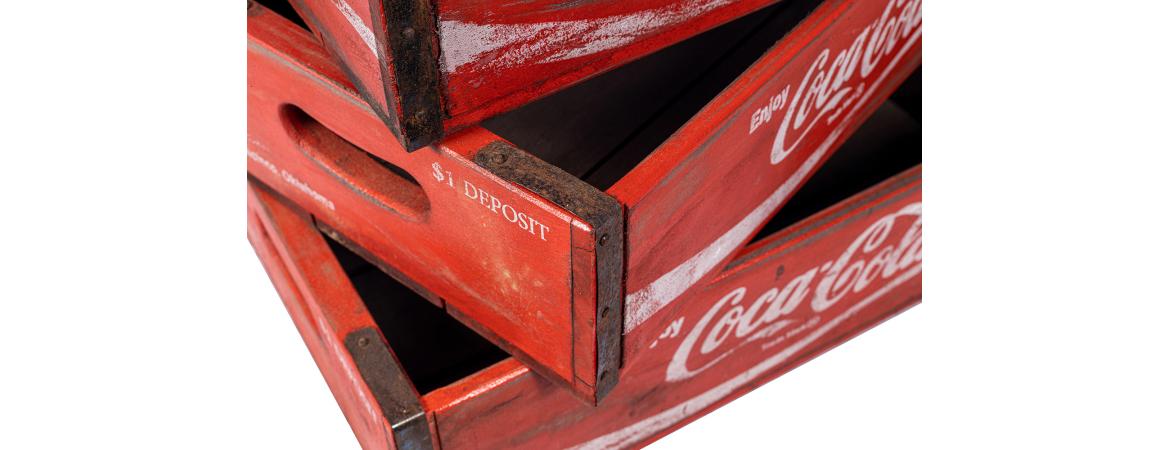 Set of 3 Coca Cola Boxes in Red