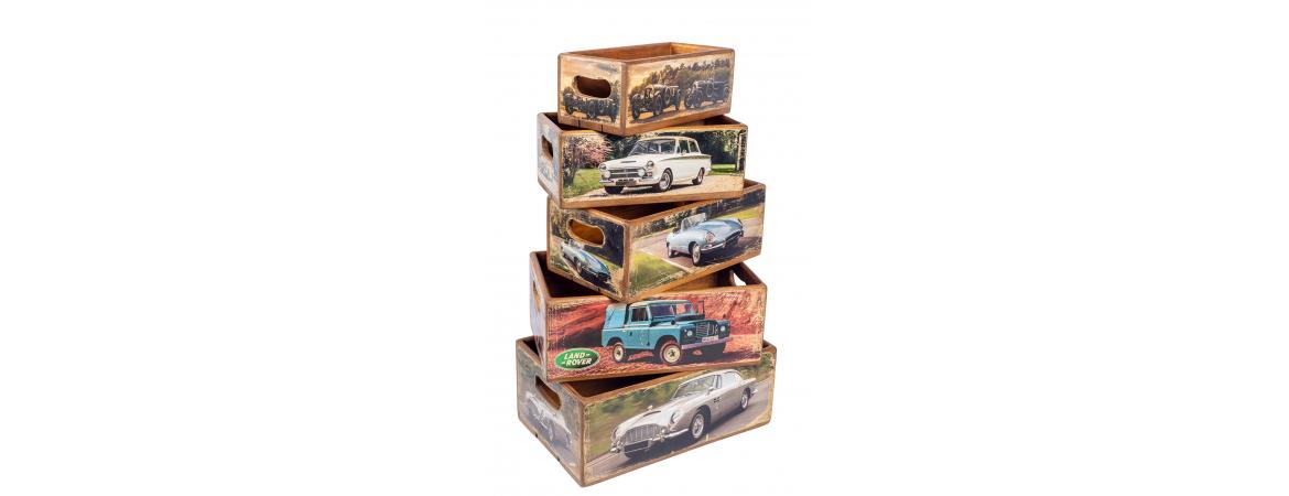 Set of 5 Shellfish Nesting Boxes - Antique Car