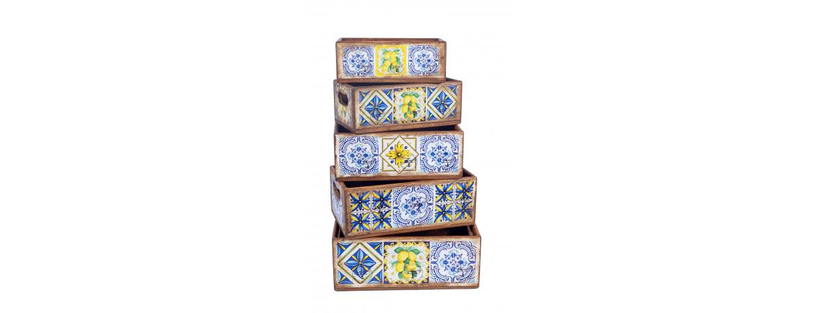 Set of 5 Shellfish Nesting Boxes - Amalfi Tile