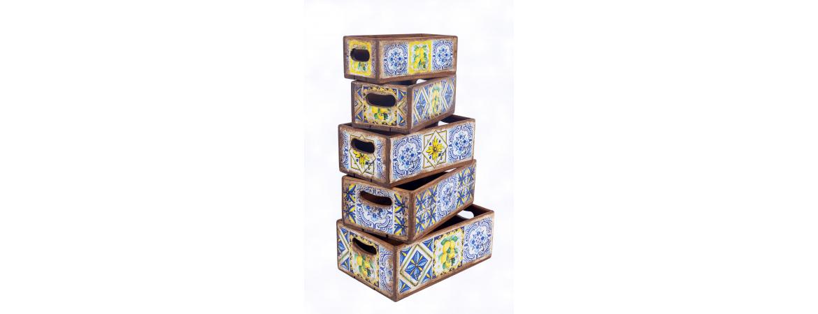 Set of 5 Shellfish Nesting Boxes - Amalfi Tile