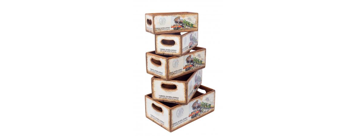 Set of 5 Shellfish Nesting Boxes - Cornish Riviera Express