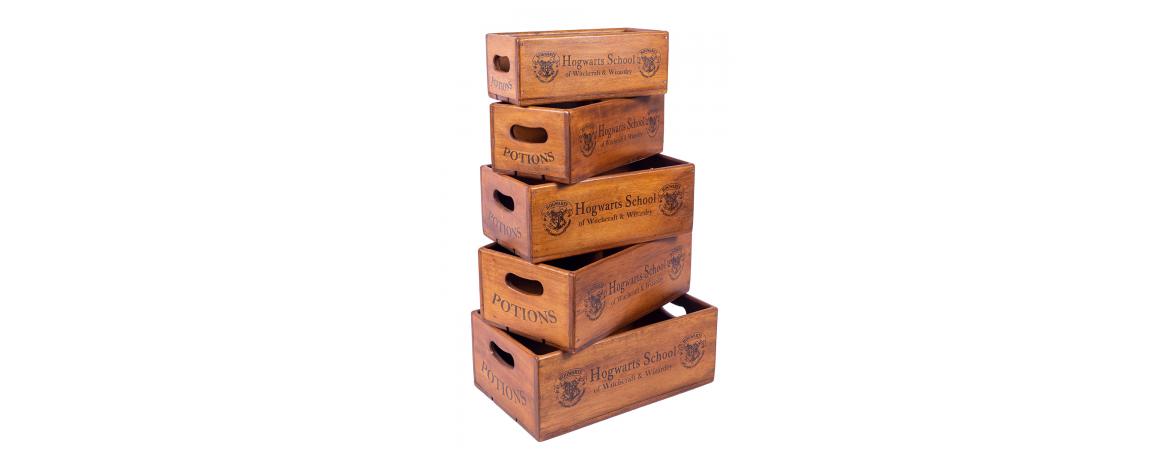 Set of 5 Shellfish Nesting Boxes - Hogwarts School with 2 Logos