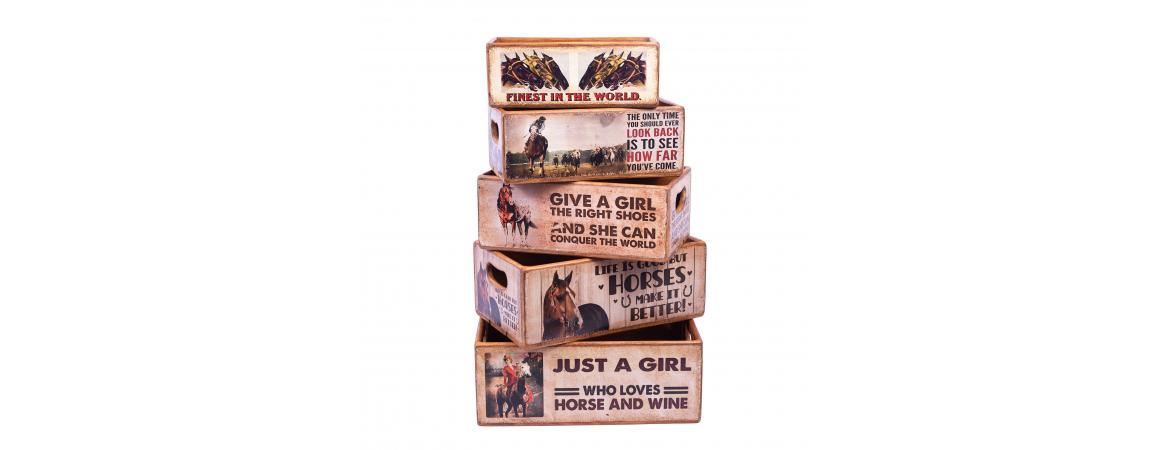 Set of 5 Shellfish Nesting Boxes - Horses