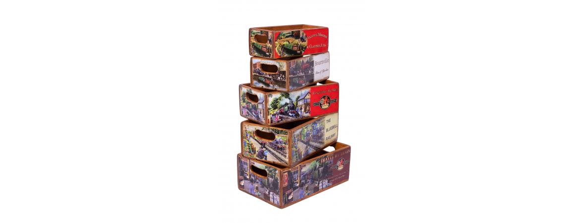 Set of 5 Shellfish Nesting Boxes -Train Locations