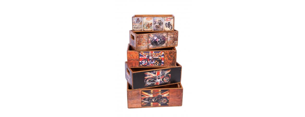 Set of 5 Shellfish Nesting Boxes - Classic Motorbikes