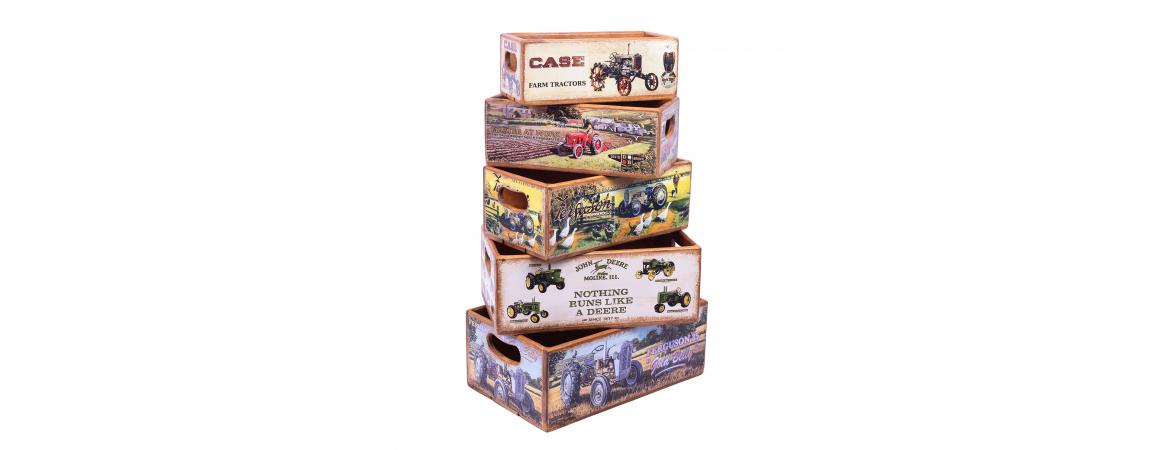 Set of 5 Shellfish Nesting Boxes -Vintage Tractors