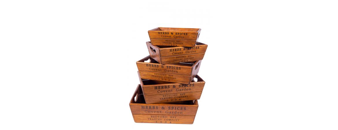 Set of 5 Oyster Nesting Boxes - Herbs & Spices