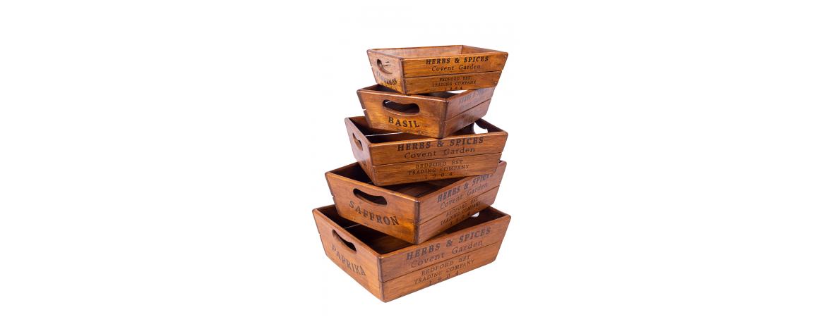 Set of 5 Oyster Nesting Boxes - Herbs & Spices