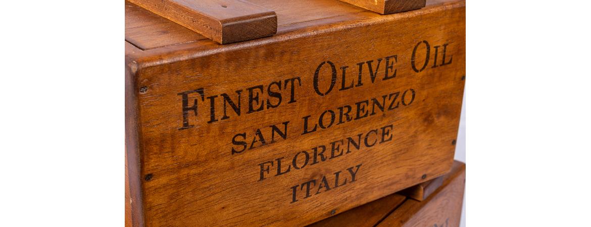 Set of 2 Rustic Vintage Wooden Lidded Chest Boxes - Olive Oil