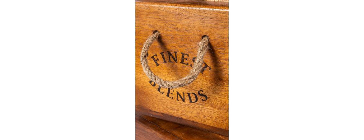 Set of 3 Rustic Vintage Wooden Lidded Chest Boxes - India Coffee