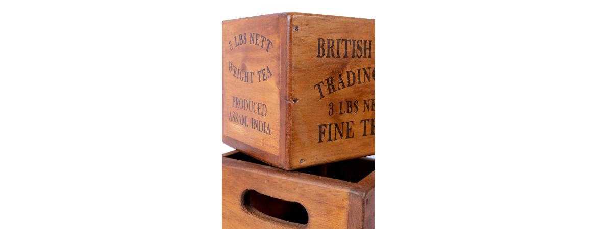 Set of 3 Medium Vintage Boxes - British East India Fine Tea Leaves