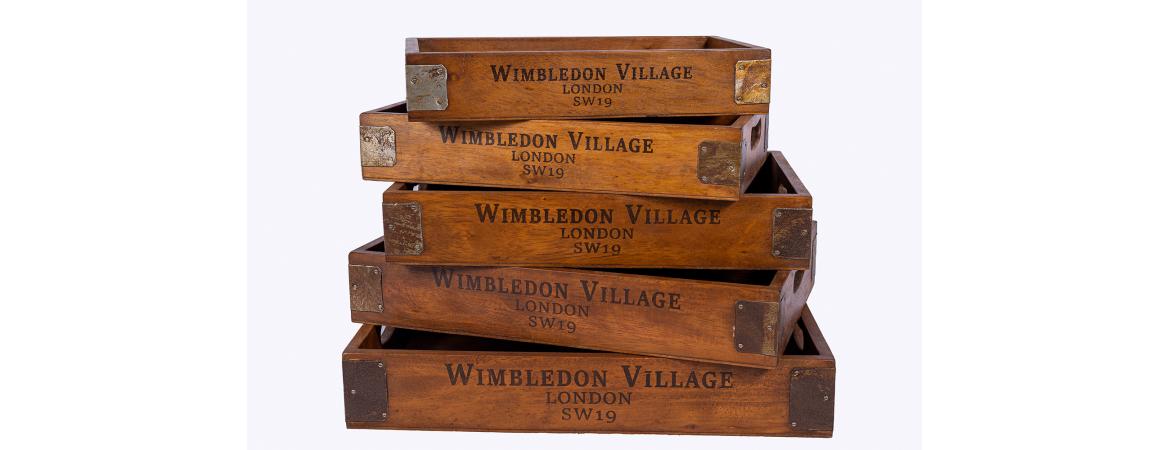 Set of 5 Vintage Wooden Serving Trays - Wimbledon Village