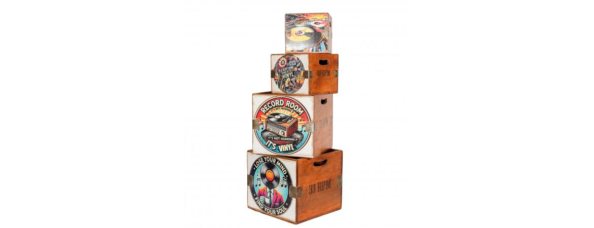 Set of 4 Record Boxes- Vinyl