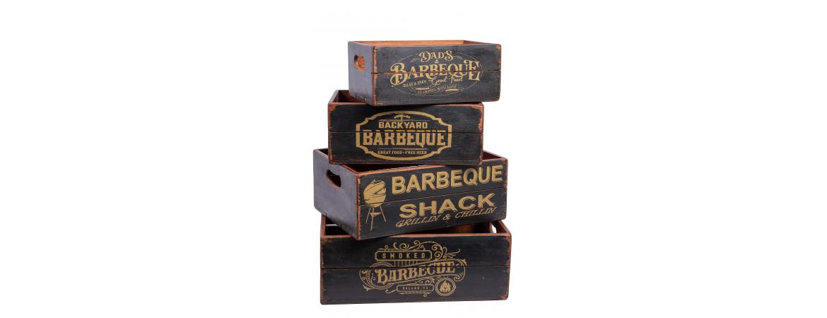 Set of 4 Vintage Black Boxes - BBQ