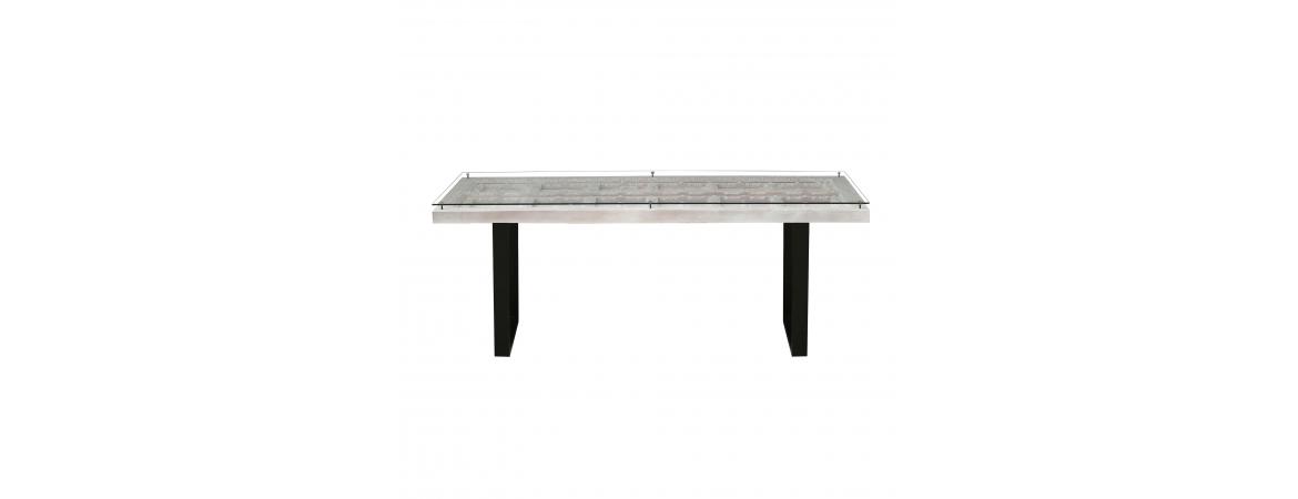 2m Dining Table with Glass Top