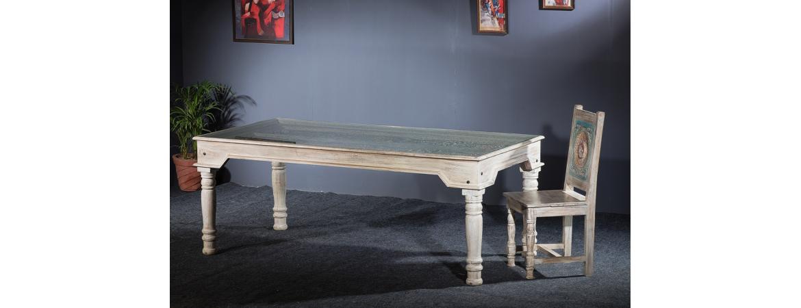 2m Dining Table with Glass