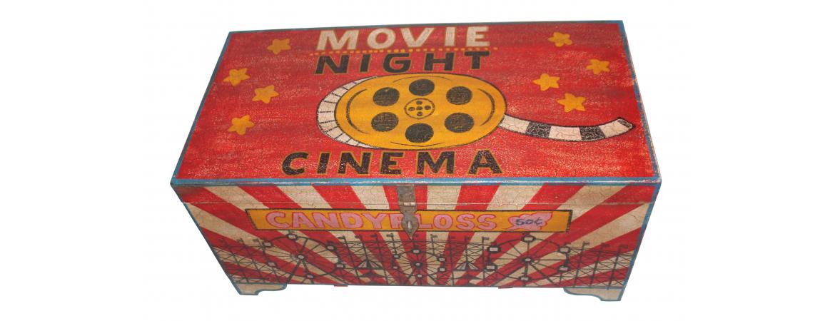 Hand Painted Vintage Movie Storage Chest