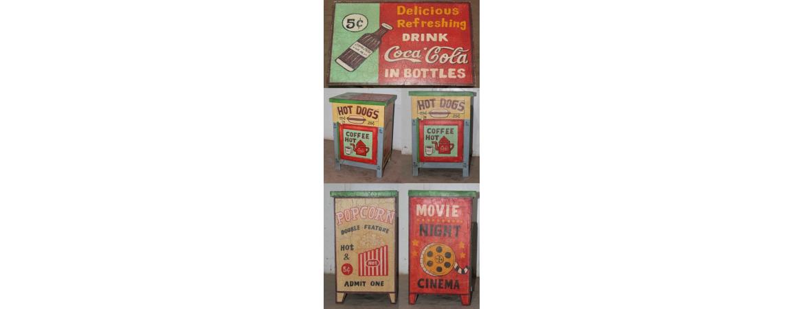 Hand Painted Vintage  Movie Cabinet