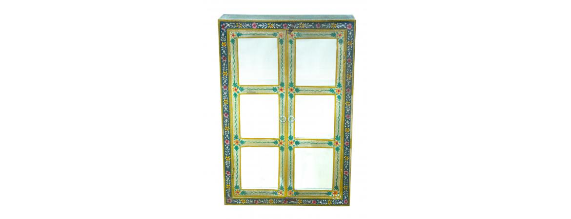 Hand Painted 2 Door Glazed Cabinet