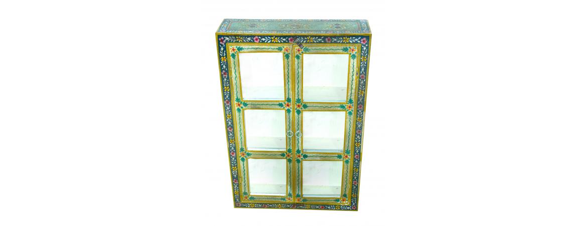 Hand Painted 2 Door Glazed Cabinet