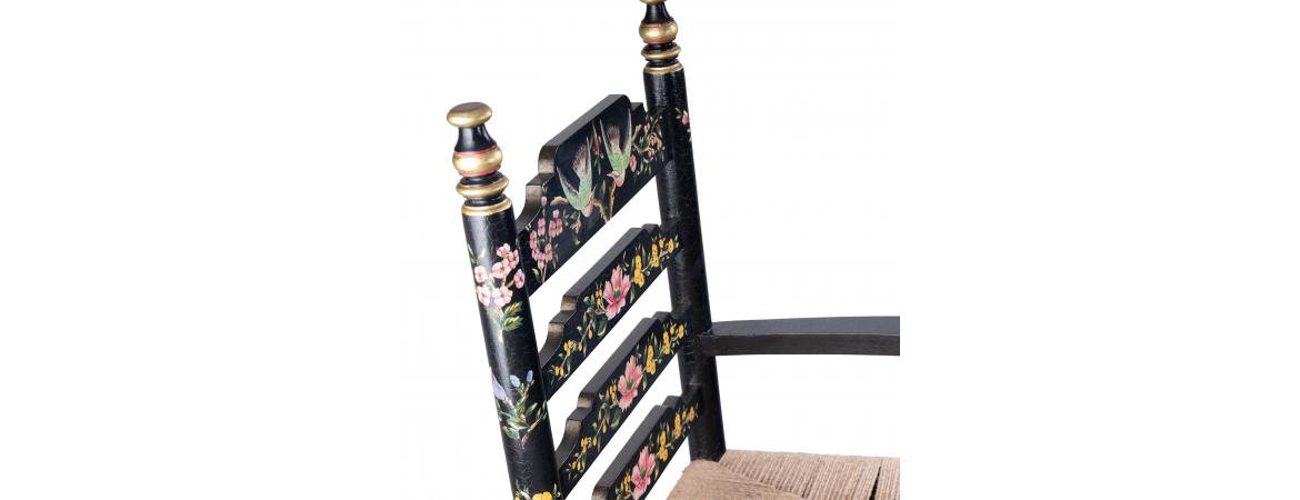 Black Lyre Bird Design Wooden Arm Chair