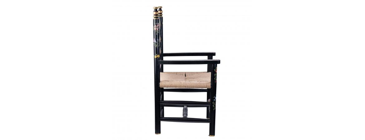 Black Lyre Bird Design Wooden Arm Chair