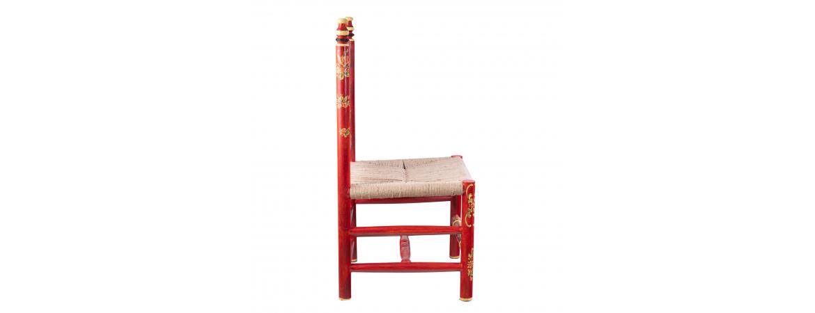 Red Floral Design Wooden Chair