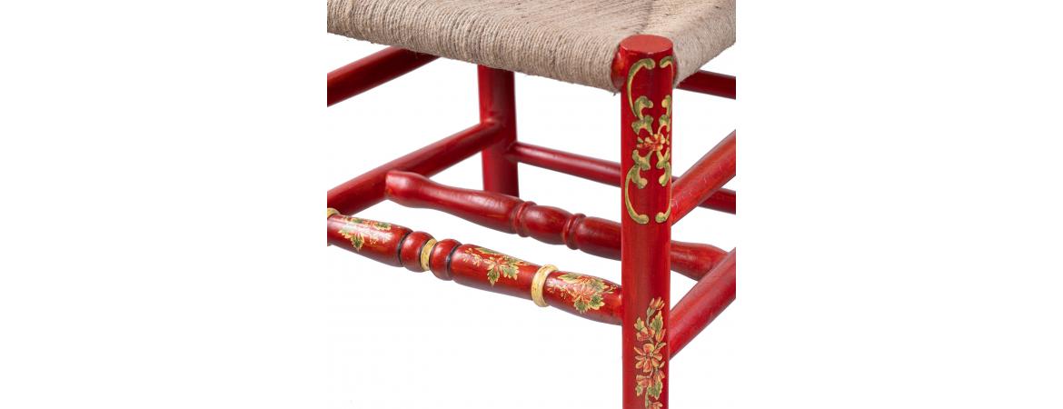 Red Floral Design Wooden Chair