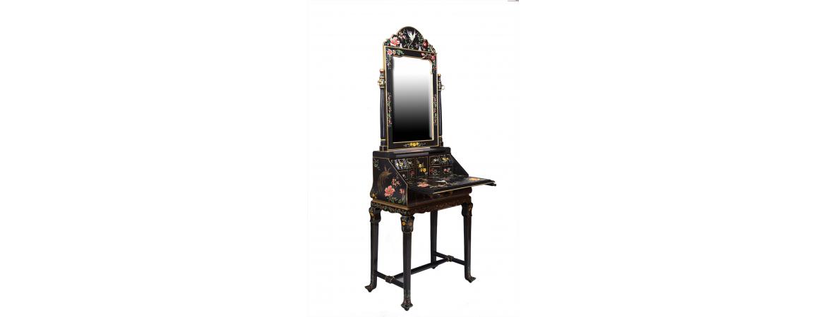 Black Lyre Bird Design Dresser with Mirror