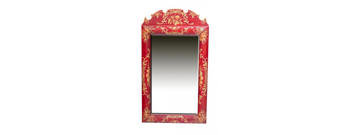 Red Floral Design Dressing Table Mirror