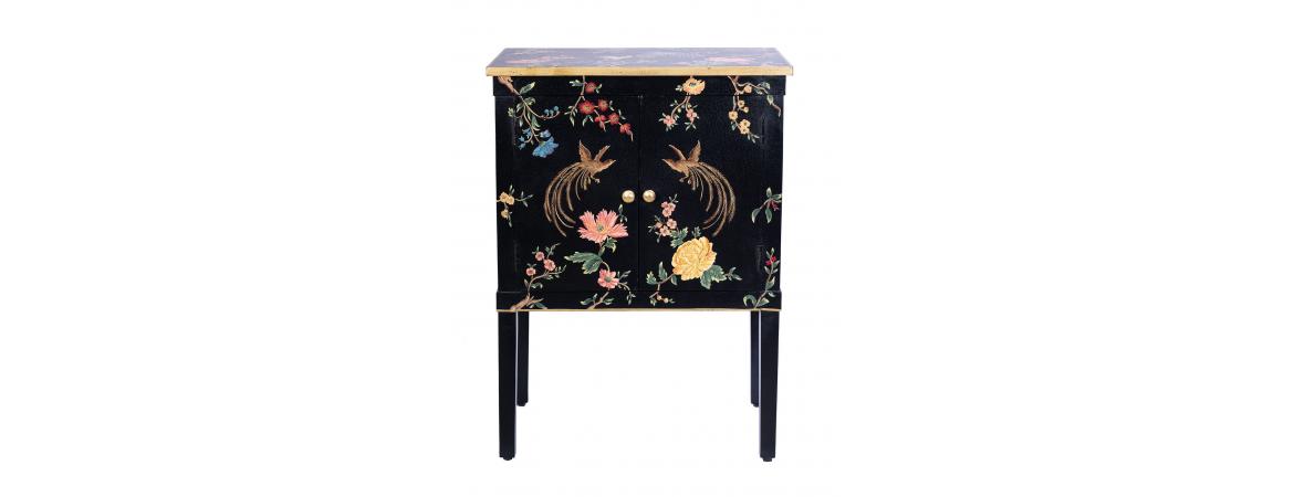 Black Lyre Bird Design Cabinet