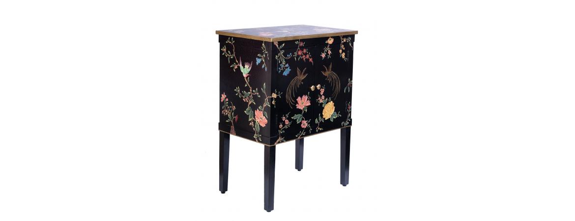 Black Lyre Bird Design Cabinet