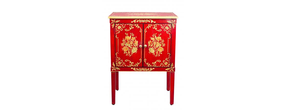 Red Floral Design Cabinet