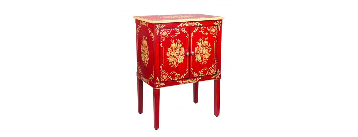 Red Floral Design Cabinet