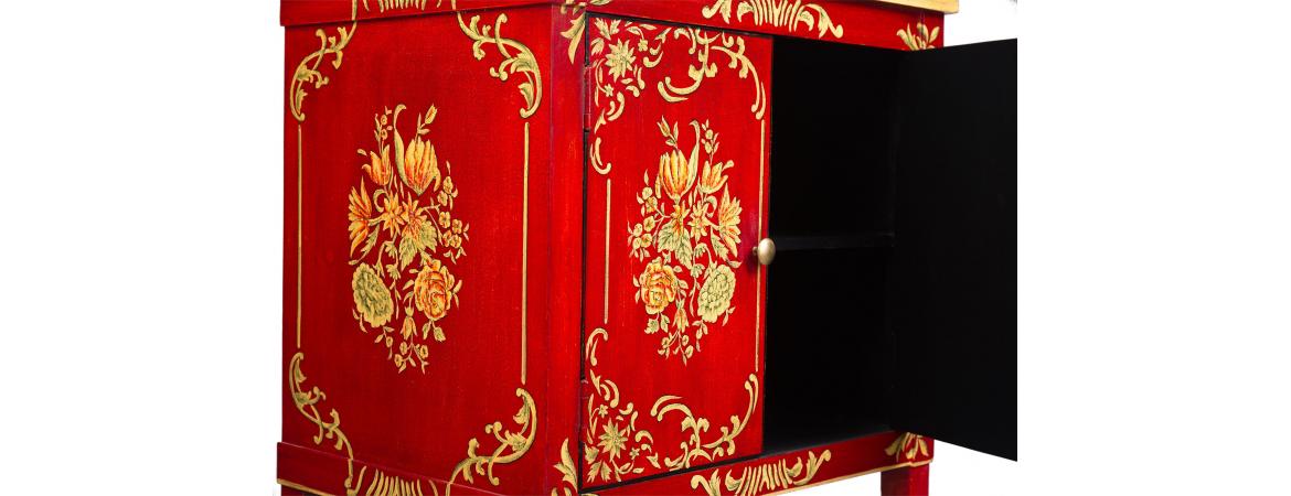 Red Floral Design Cabinet